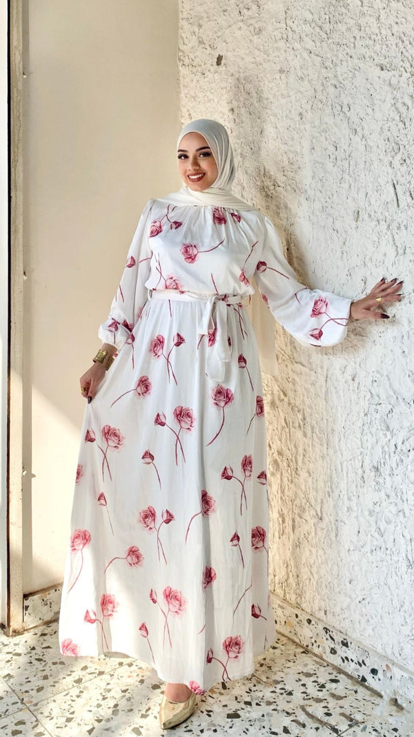 فستان فلورا الستان وردة كبيرة🌸